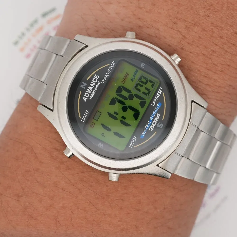 Advance Digital Sports Watch 38mm Stainless Steel Bracelet 30M Water Resistant